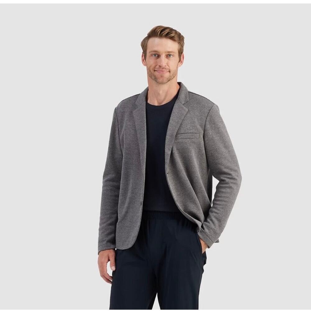 R.O.W Right Of Way Men's Gray Brody Blazer featuring a secure snap closure Sz.Lg